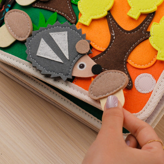 Hedgehog Adventure Quiet Book for Toddlers – for travel, quiet time, car rides, flights,