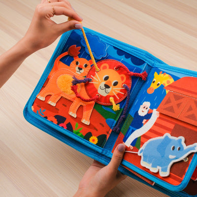 Noah’s Ark Quiet Book for Toddlers – interactive sensory activities and animal-themed learning elements,
