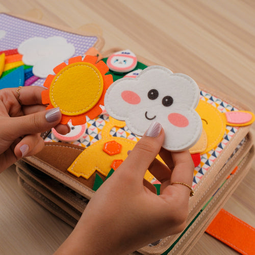 Giraffe Animals Busy Book Felt Sensory Toys Quiet Book for Toddlers