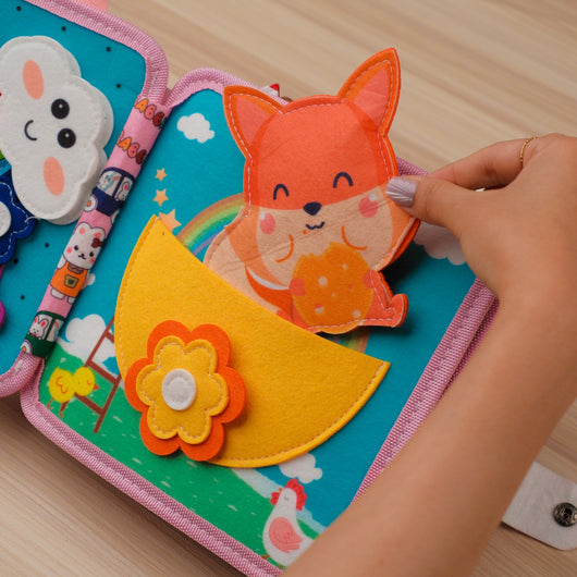 Pink Rabbit Quiet Book for Toddlers – adorable bunny-inspired elements and playful learning activities,