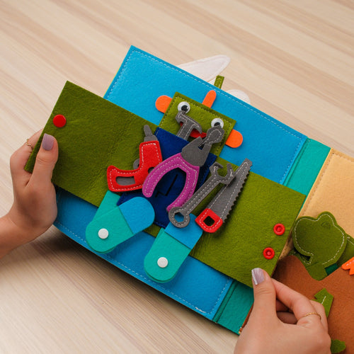 Sensory House Early Boy Learning Blue Educational Toy Montessori Busy