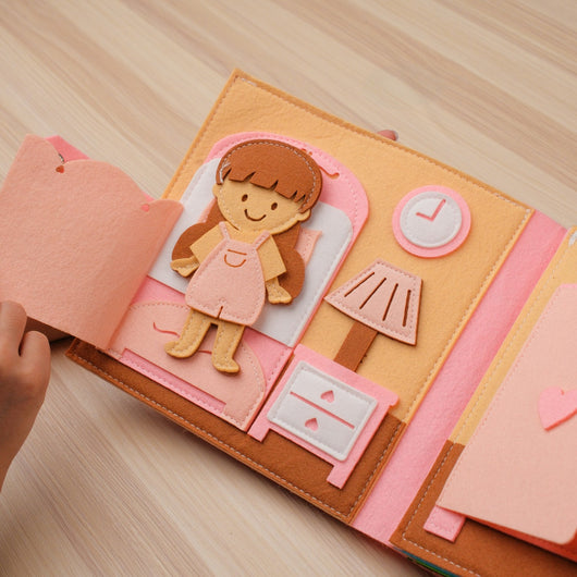 Pink Princess House Quiet Book for Toddlers – Filled with engaging house-themed activities, this educational quiet