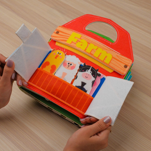 Farm Adventure Quiet Book with Handle for Toddlers – Introduce little learners to life on the farm