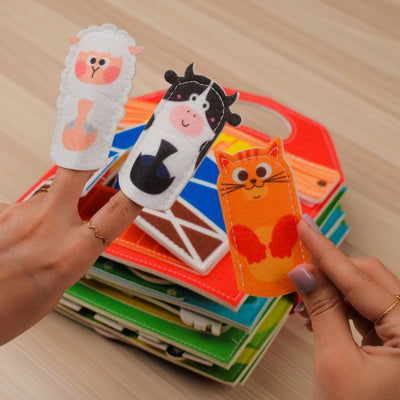 Farm Adventure Quiet Book with Handle for Toddlers – interactive sensory elements and playful farm adventures,