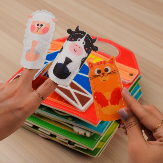 Farm Adventure Quiet Book with Handle for Toddlers – interactive sensory elements and playful farm adventures,