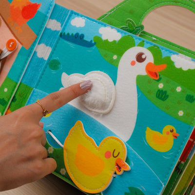 Farm Adventure Quiet Book with Handle for Toddlers – convenient carry handle makes it easy for