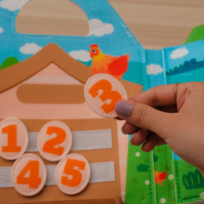 Farm Adventure Quiet Book with Handle for Toddlers – Filled with engaging farm-themed activities, this educational quiet