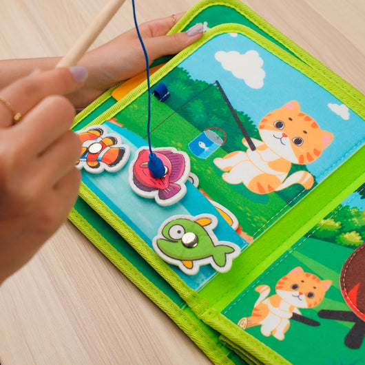 Forest Adventure Quiet Book for Toddlers – interactive sensory elements and playful learning activities,