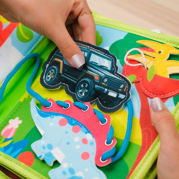 Dinosaur Adventure Quiet Book for Toddlers – Develop Hand-Eye Coordination