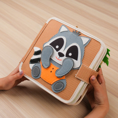 Raccoon Adventure Quiet Book for Toddlers – Spark curiosity and playful learning with this Raccoon