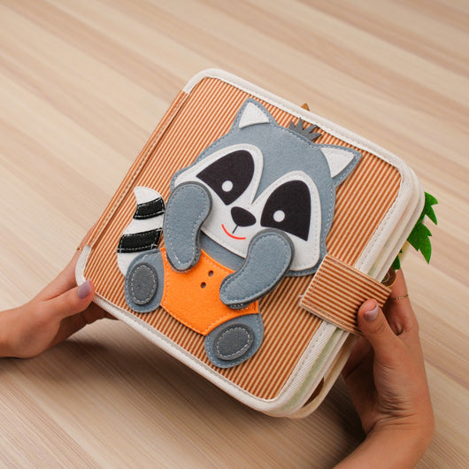 Raccoon Adventure Quiet Book for Toddlers – Spark curiosity and playful learning with this Raccoon