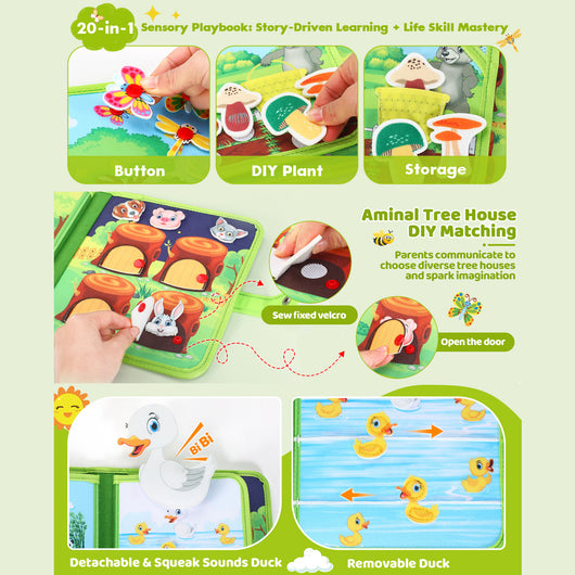 Forest Adventure Quiet Book for Toddlers – Interactive Sensory Learning Book