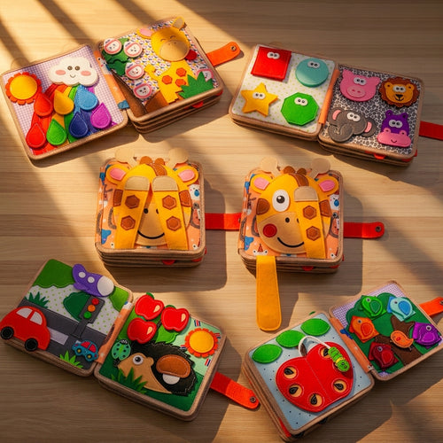 Giraffe Animals Busy Book Felt Sensory Toys Quiet Book for Toddlers