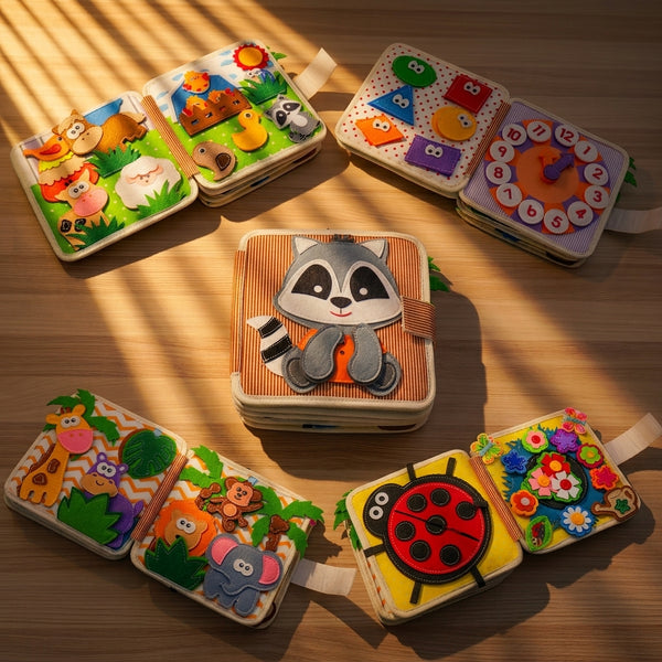 Raccoon Adventure Quiet Book for Toddlers – Spark curiosity and playful learning with this Raccoon