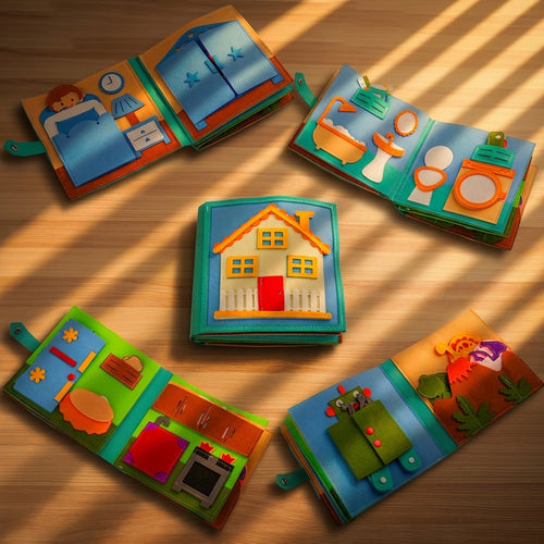 Sensory House Early Boy Learning Blue Educational Toy Montessori Busy