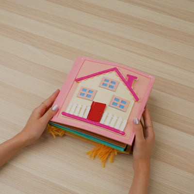 Pink Princess House Quiet Book for Girls — Dress-Up, Braid & Makeup Bag