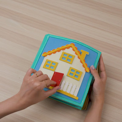 Blue House Quiet Book for Boys — Dress-Up, Robot Toolbox & Dinosaur Eggs
