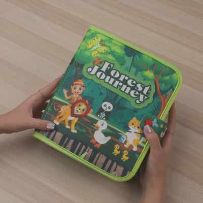 Forest Adventure Quiet Book — Magnetic Fishing, Butterfly Net & Hollow Log Hide & Seek